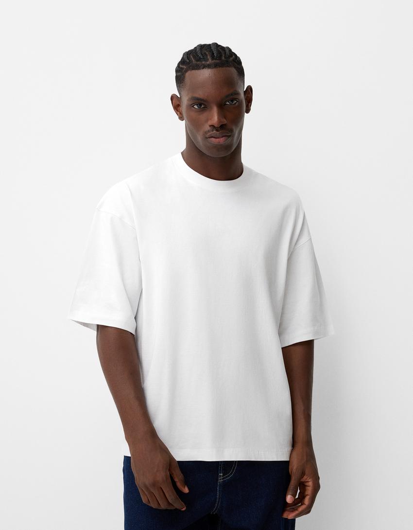 Oversized T-shirt met korte mouw-Wit