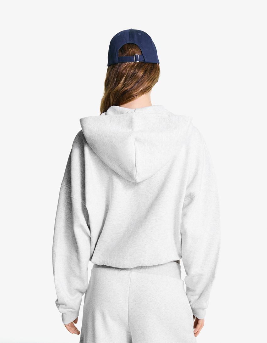 Oversized hoodie met rits-Grijs-1