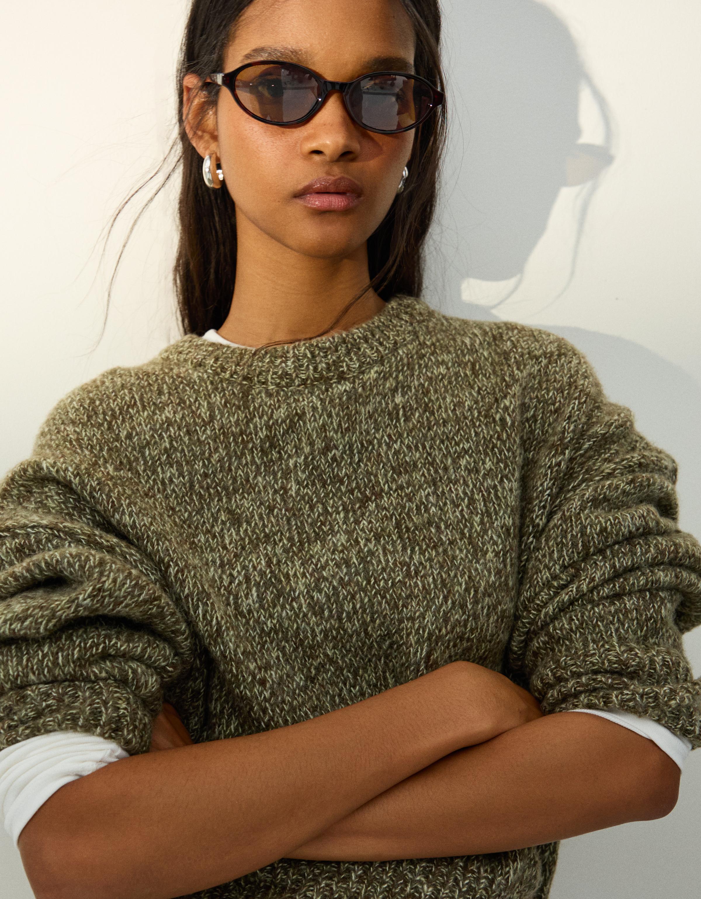 Bershka Ovale Sonnenbrille Aus Acetat Damen Braun