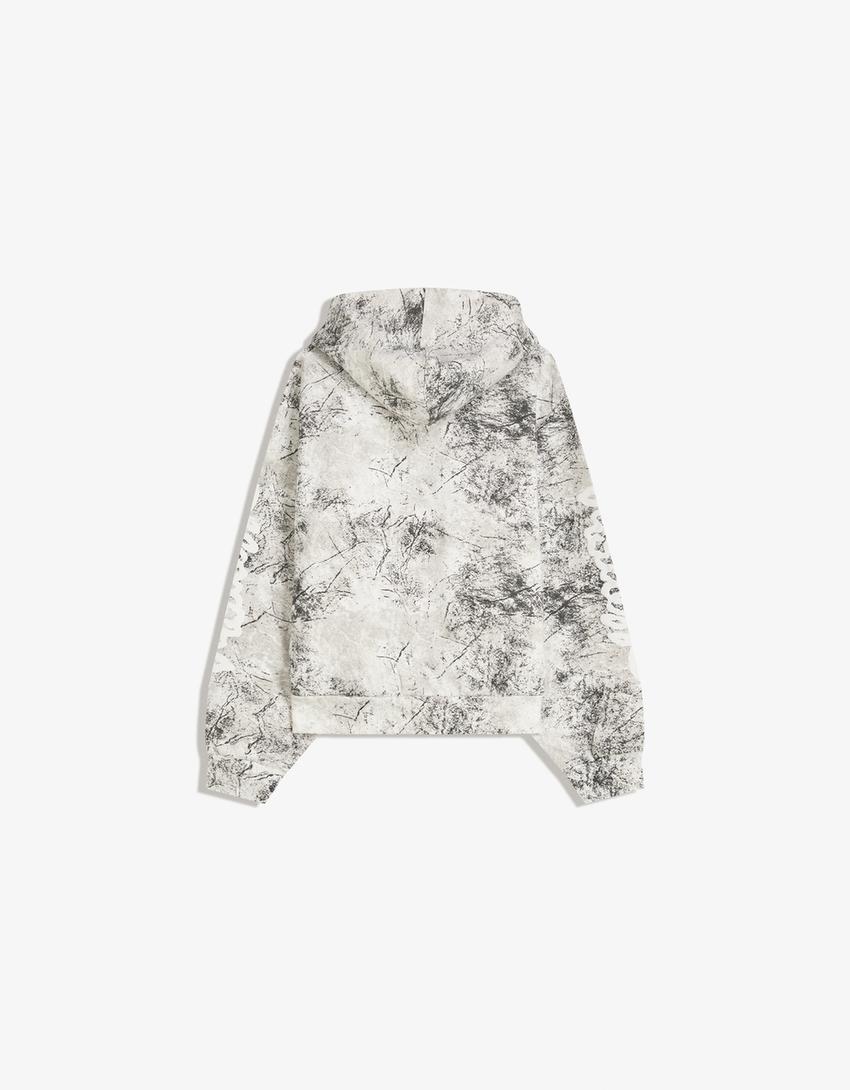 Geprinte sweater met rits-Grijs-5