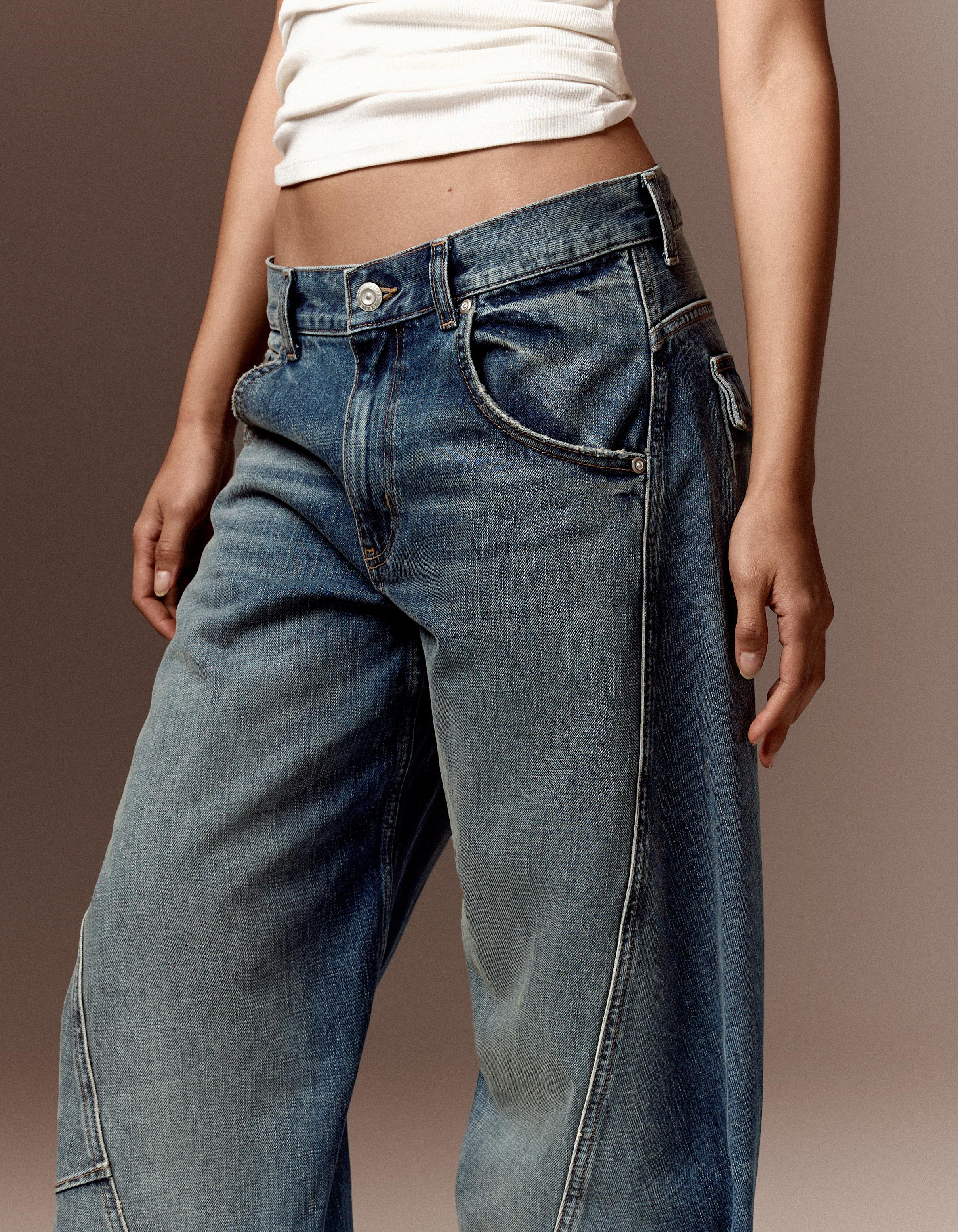 Low-rise barrel jeans — Blue