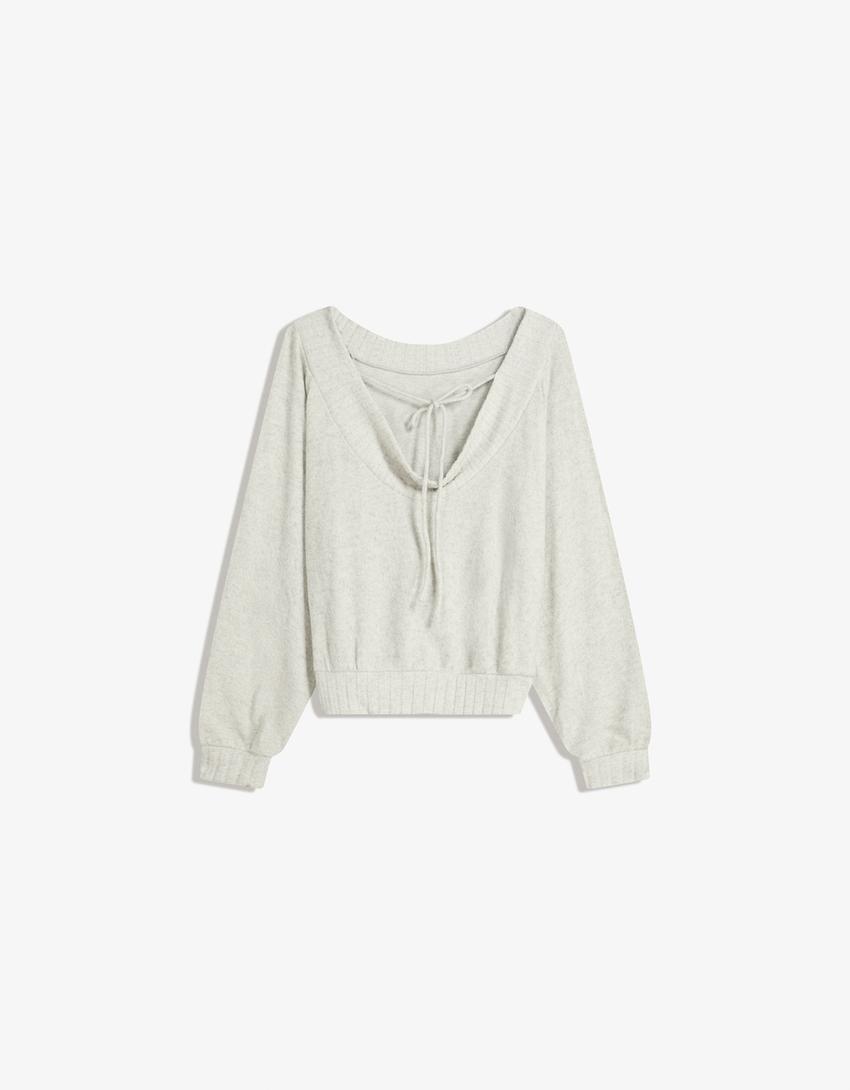 Pull col V soft touch-Gris