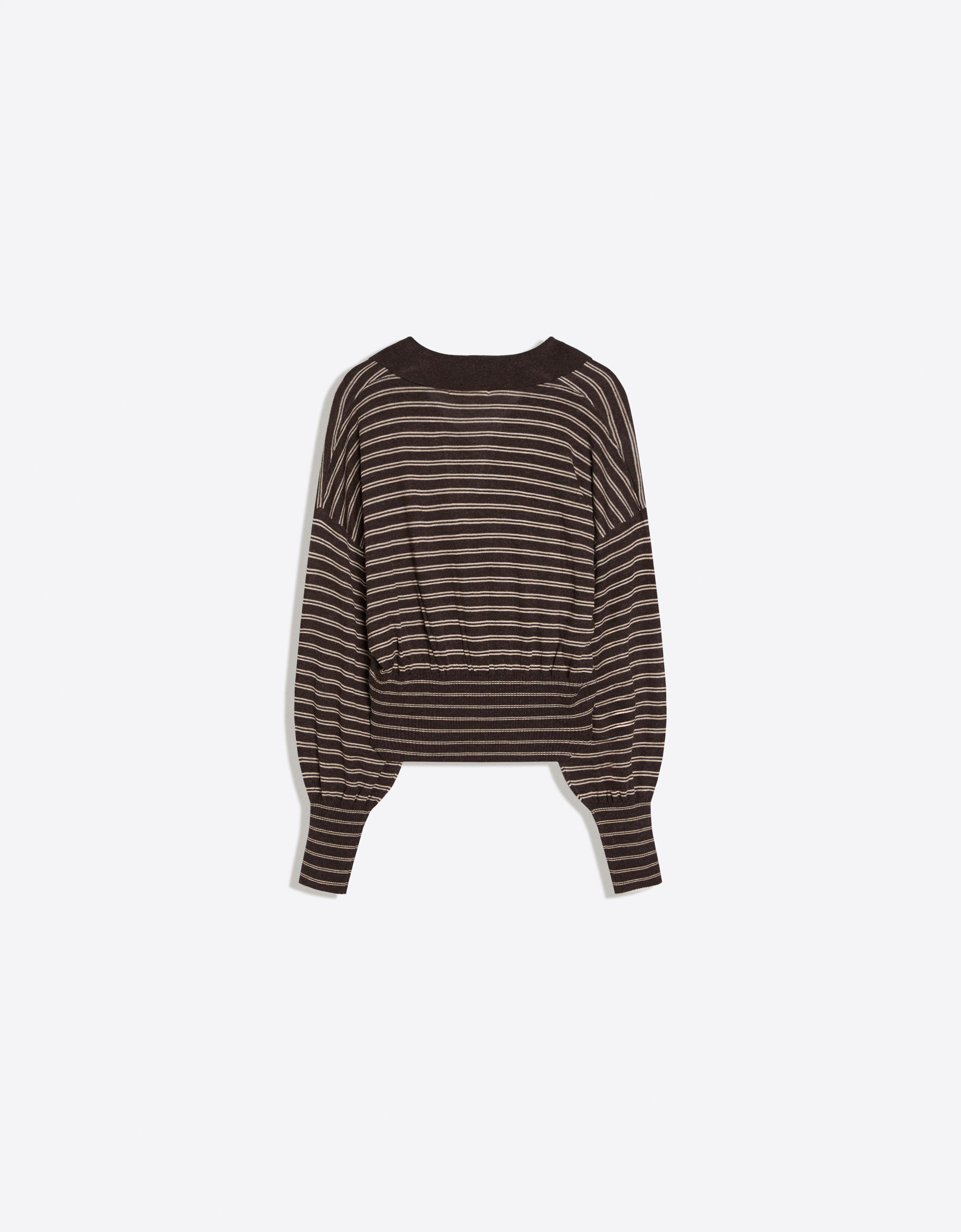 Ribbed polo collar jumper — Brown