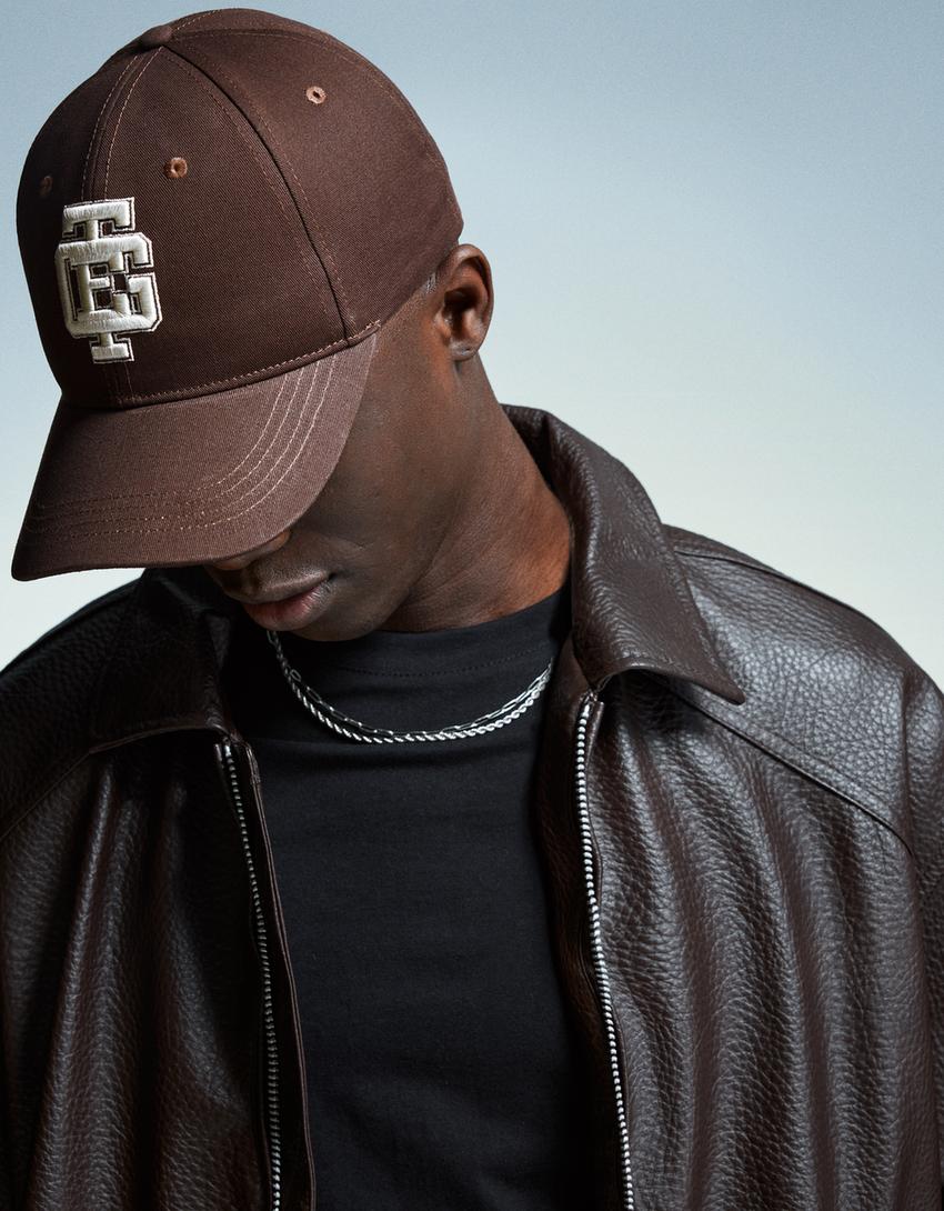 Embroidered cap-Brown