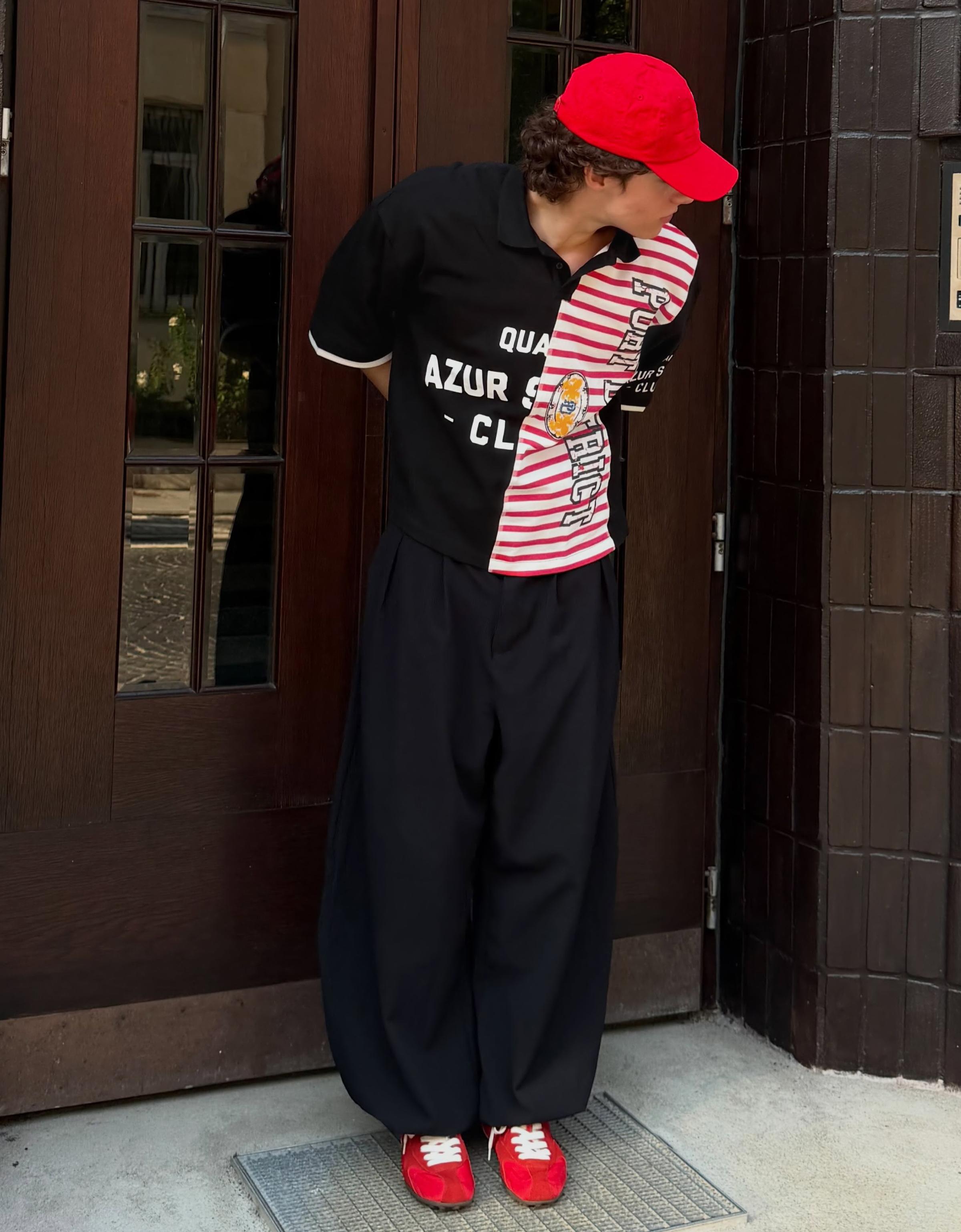 Short sleeve print polo shirt — Black