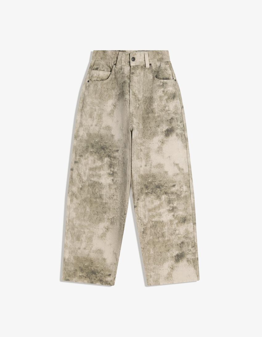 Pantalon super baggy fit imprimé-Vert