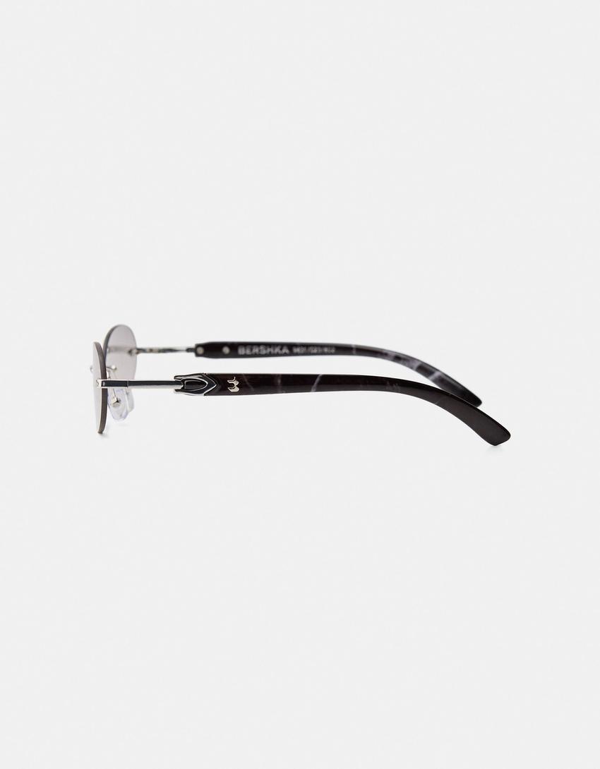 Lunettes de soleil en métal-Gris-2