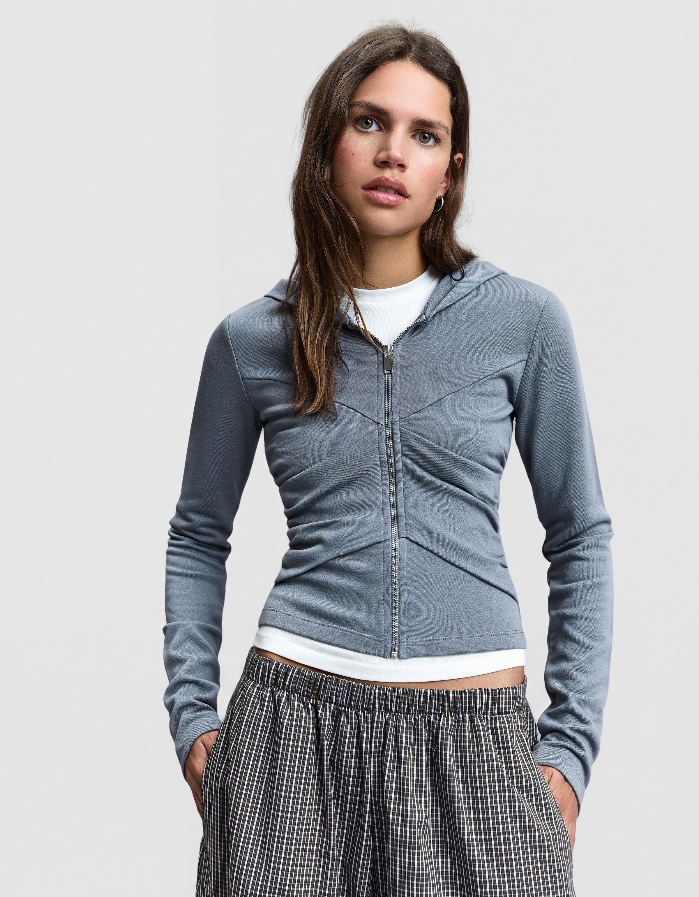 Draped hooded jacket