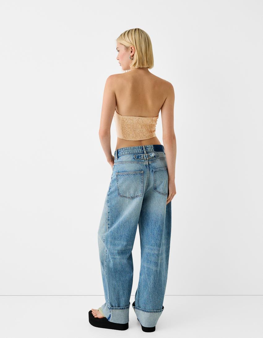 Top foulard in misto lino-Sabbia-1