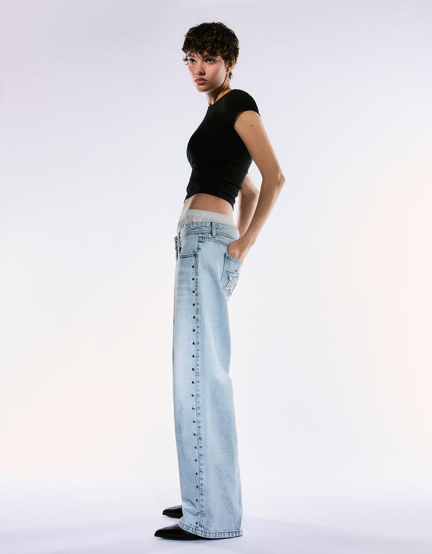 Texans baggy tatxes estrelles-Blau cel-2
