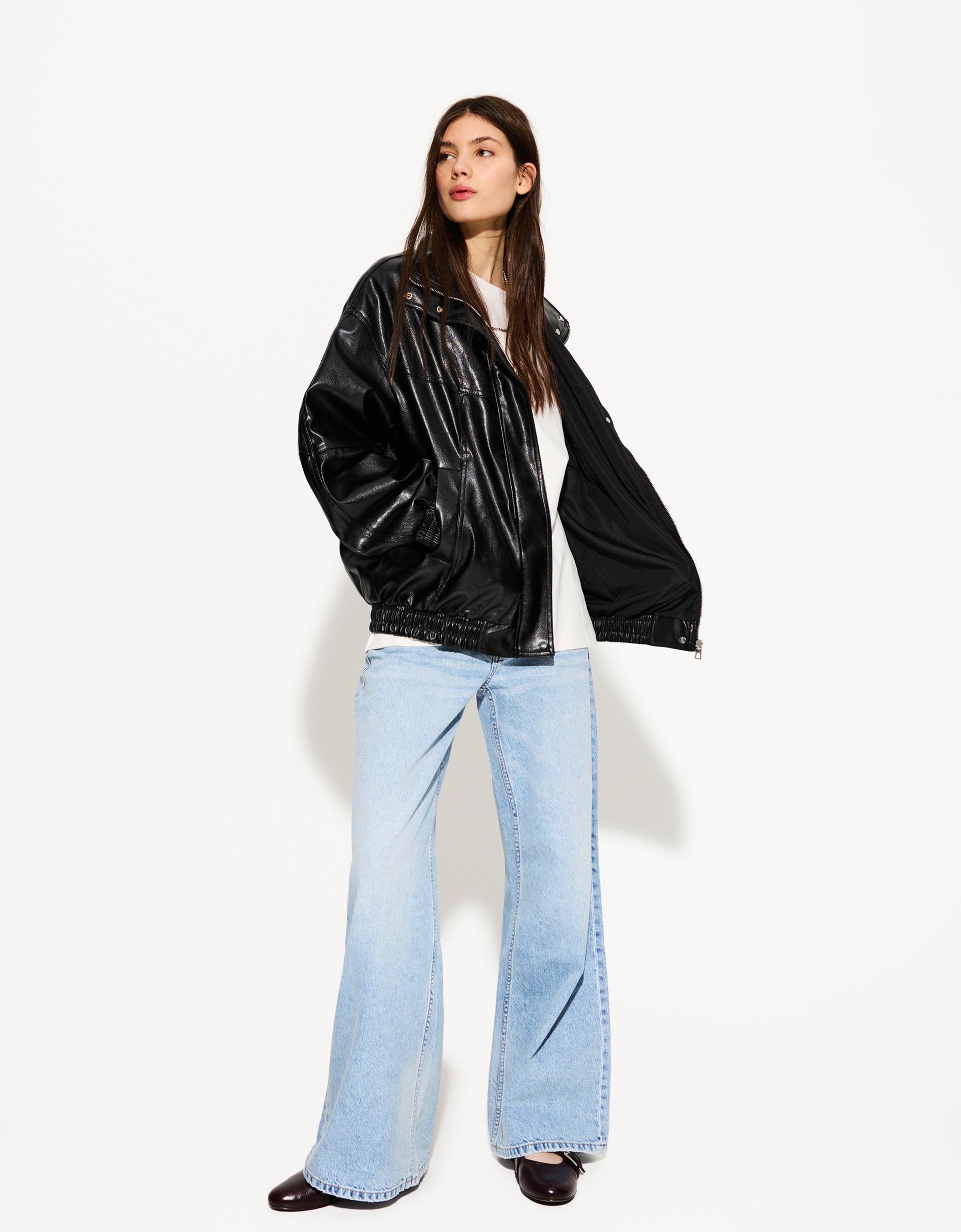 Chamarra Negra Bershka Cazadora Acolchada Mujer Chamarra Negra