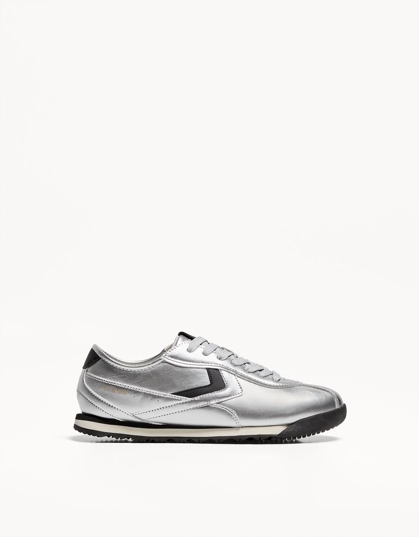 Zapatilla deportiva retro-Plata-0