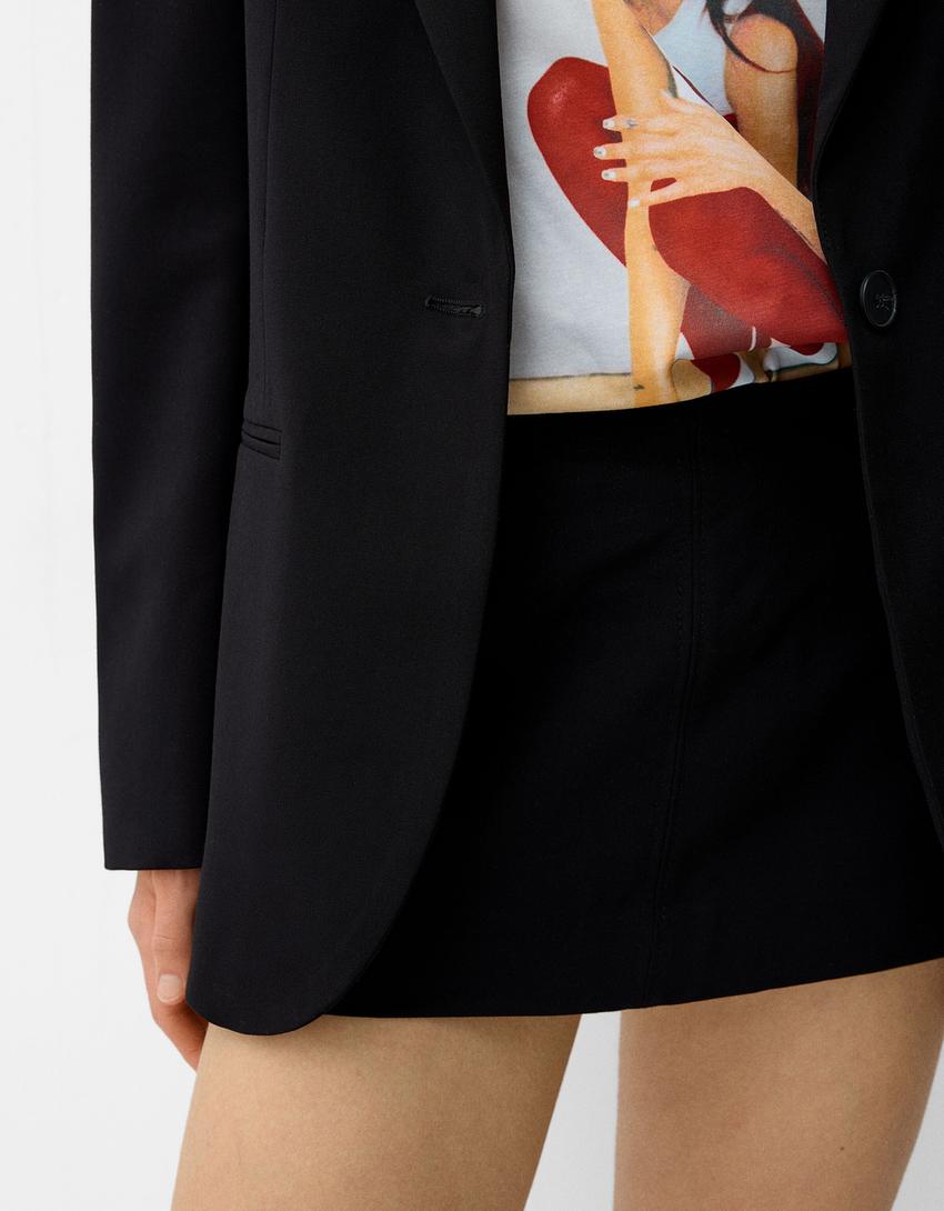 Tailored blazer and skort set-Black-3