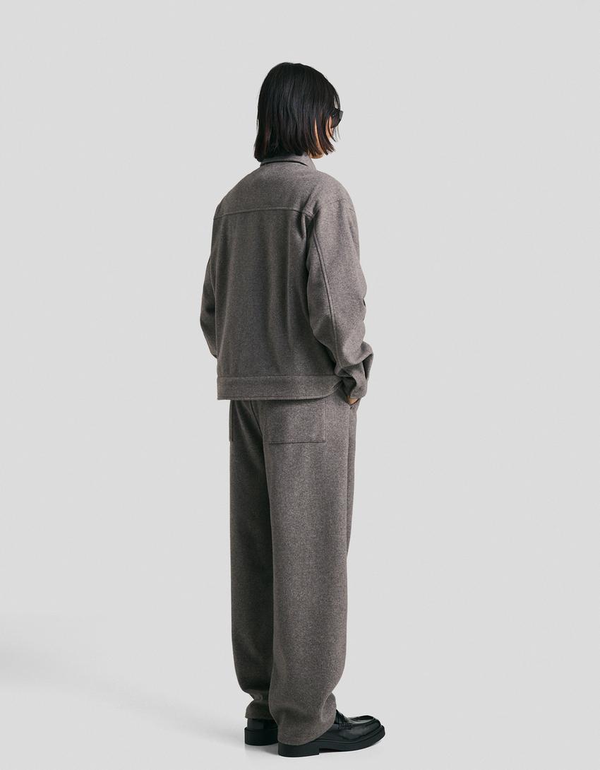 Balloon-fit flannel trousers-Dark grey