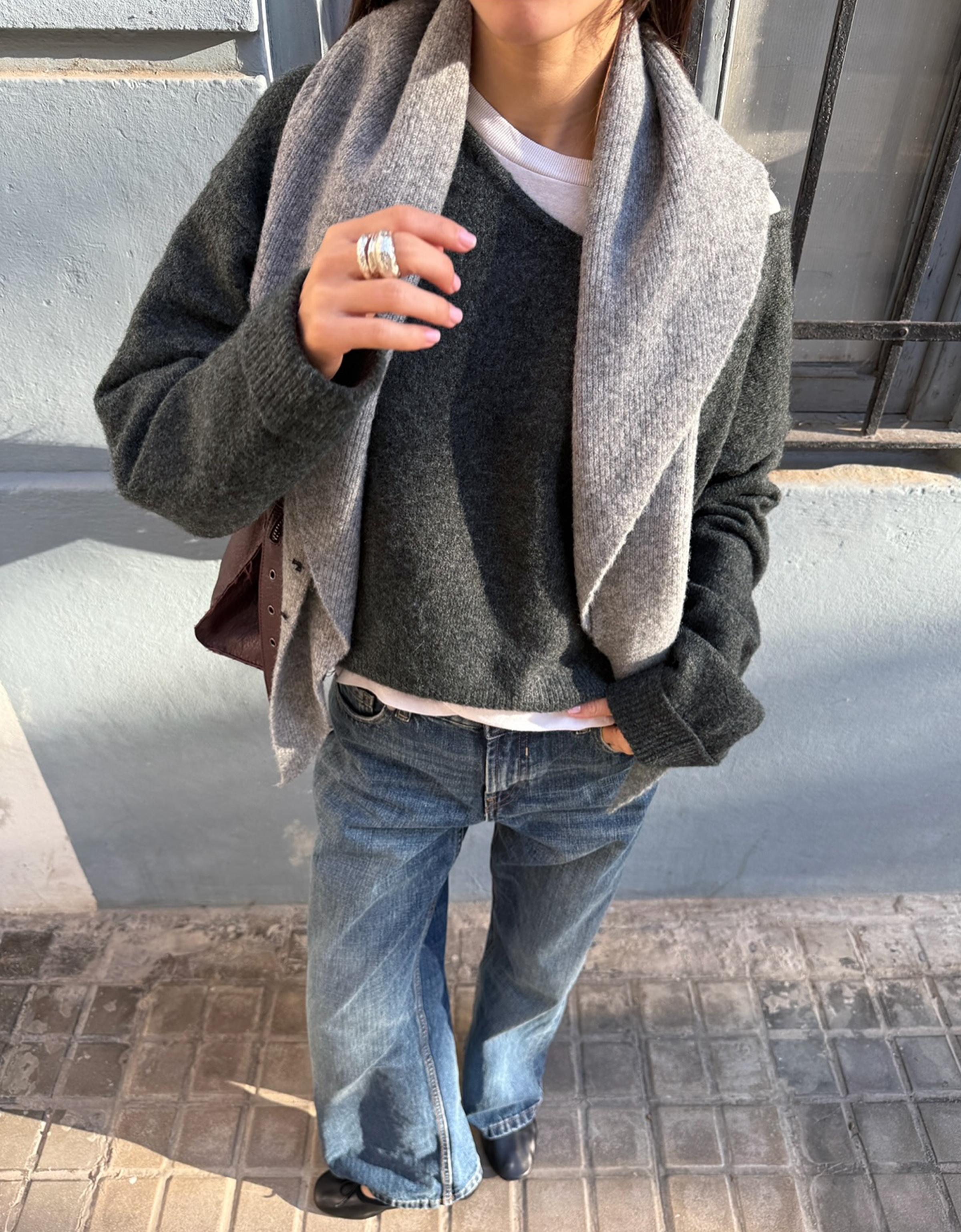 V yaka yumuşak dokulu kazak - Görsel 50