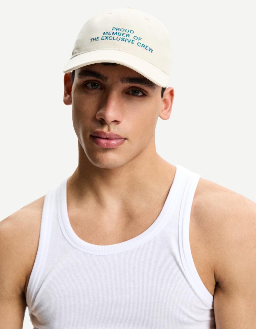 Casquette brodée-Blanc cassé