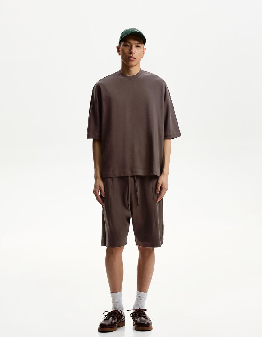 Boxy short sleeve T-shirt-Brown