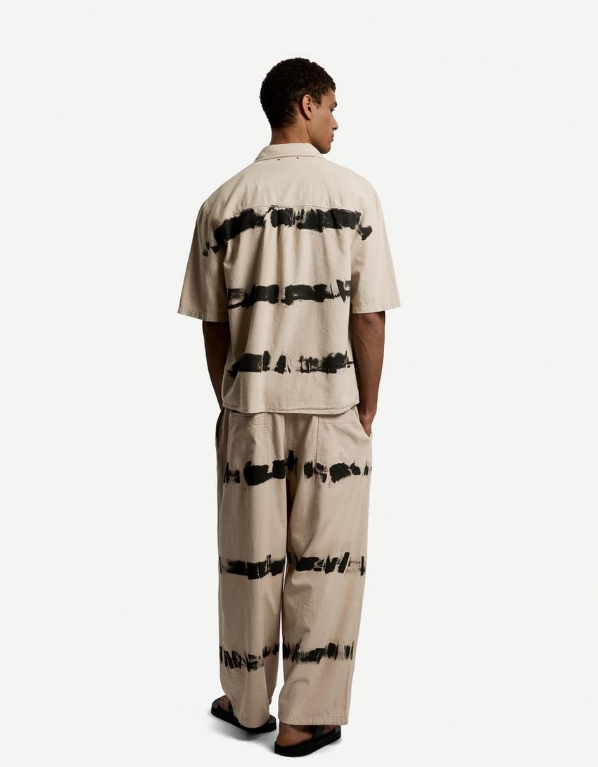 Vrlo vrećaste hlače tie-dye uzorka-Bež-1