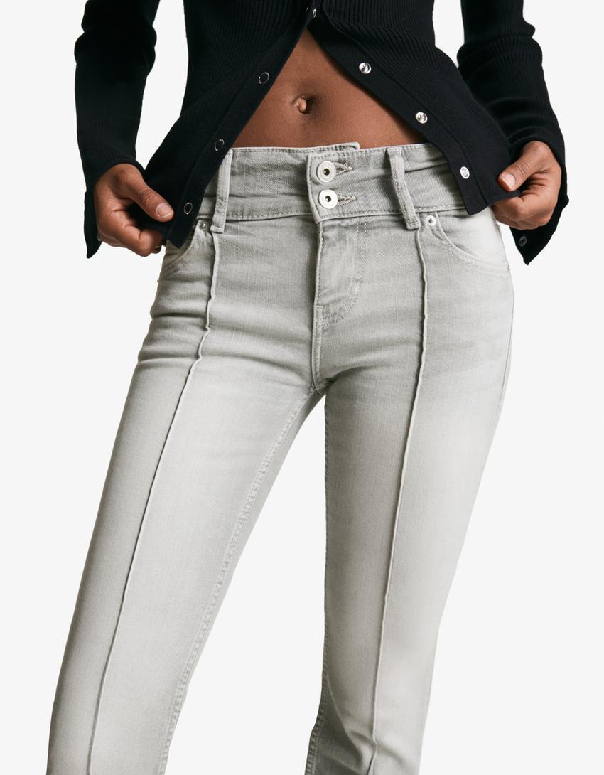 Bootcut-Jeans mit tiefem Bund-Dunkelgrau