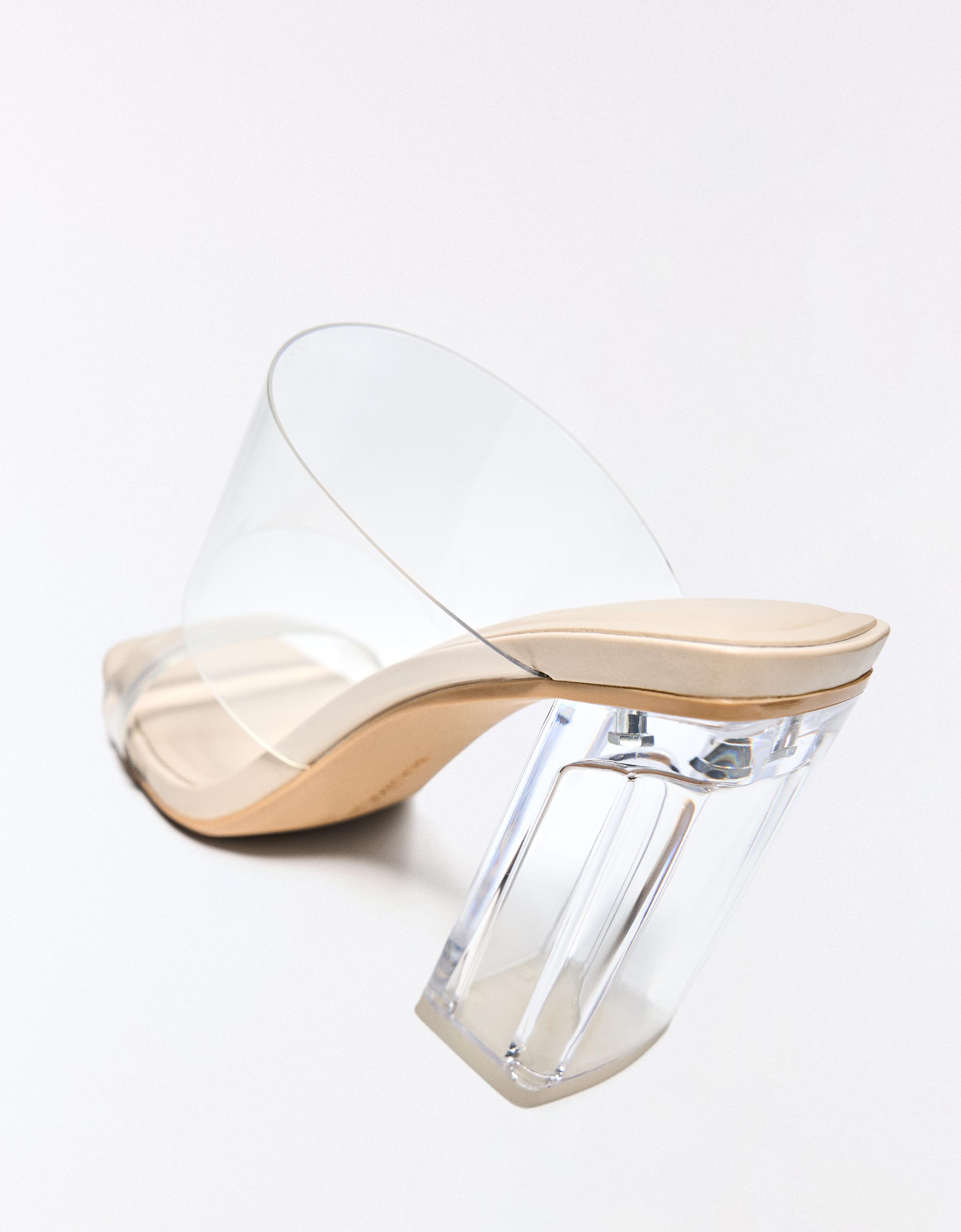 Vinyl heeled sandals — Sheer