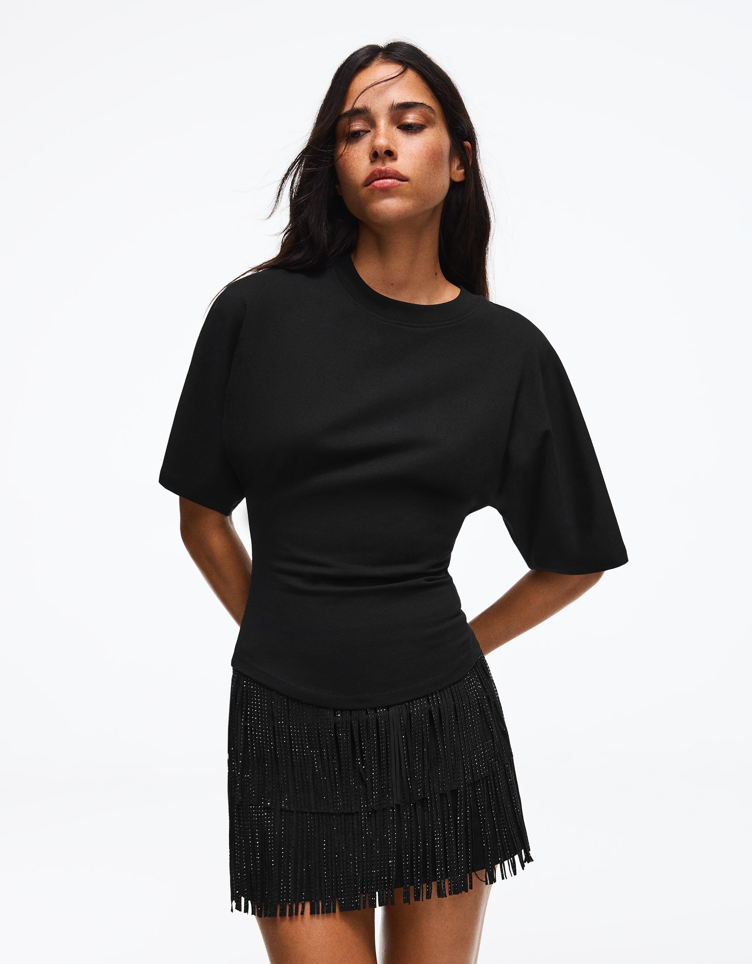 /bershka-camiseta-manga-corta-corse-mujer-m-negro