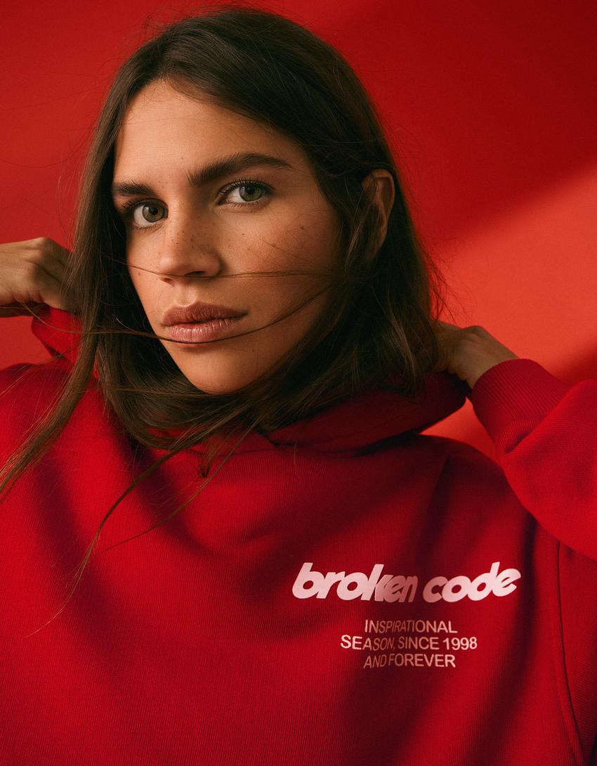 Sudadera capucha print-Rojo