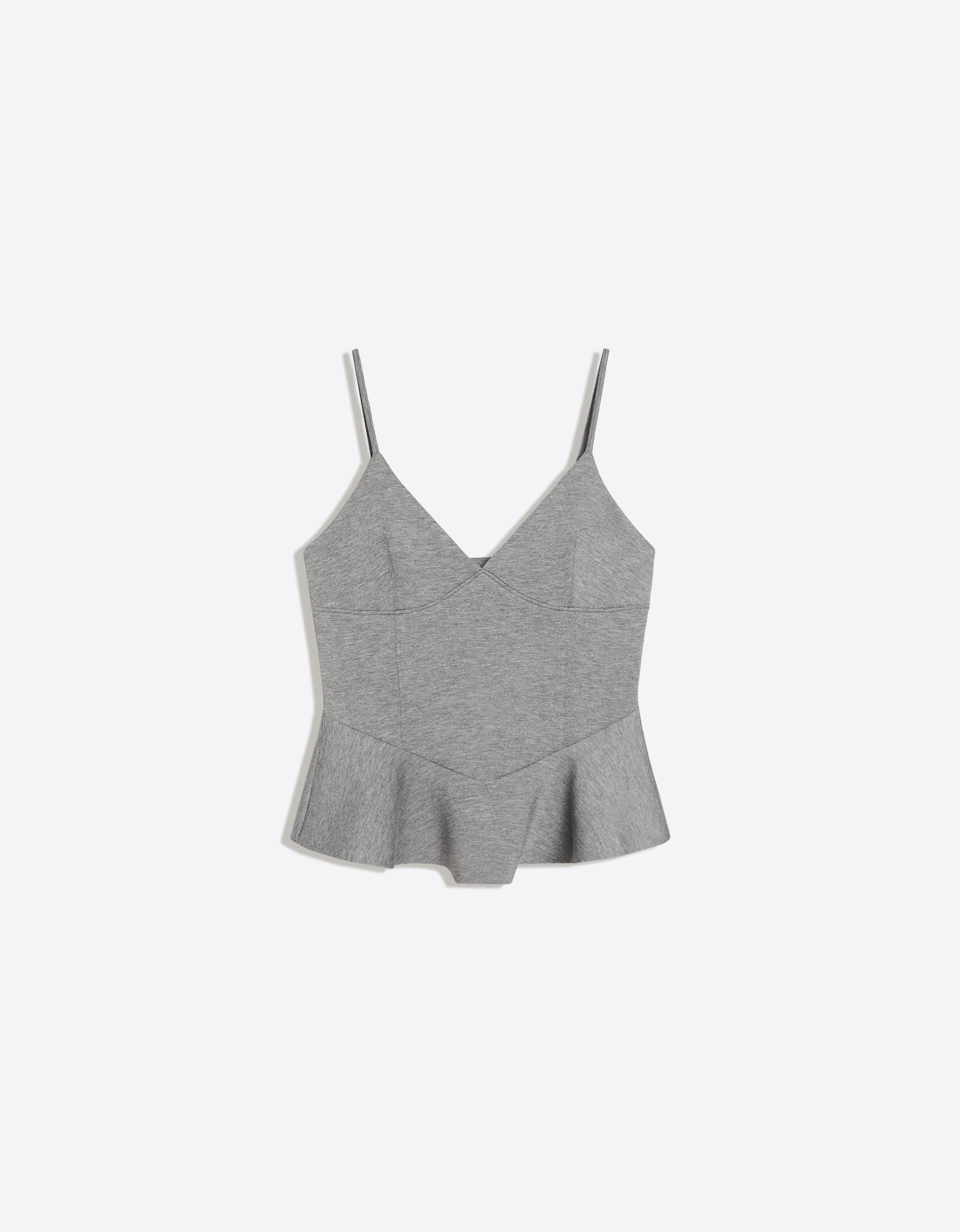 Peplum top in scuba fabric — Grey