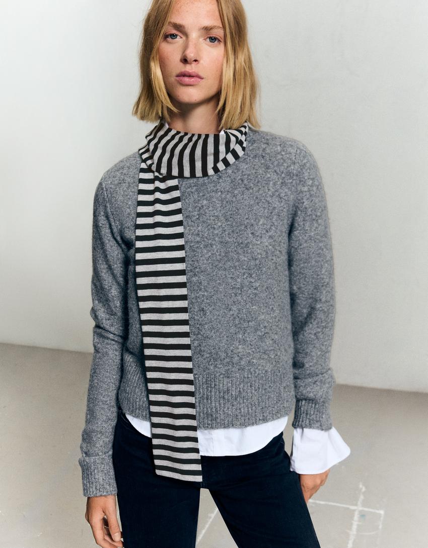 Bufanda extra larga print-Negro