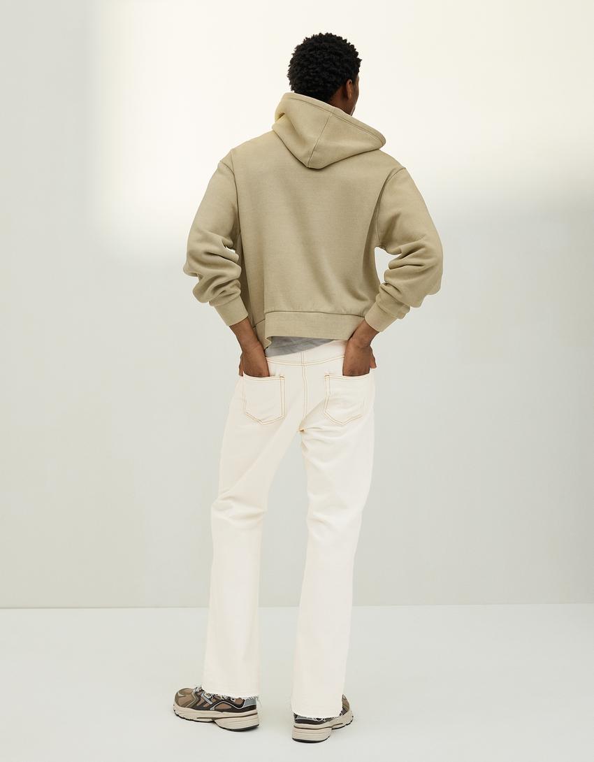 Jeans flare straight fit-Avorio