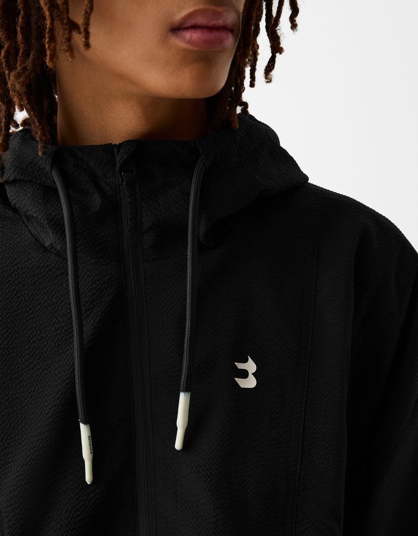 Casaco capuz efeito enrugado-Preto-5