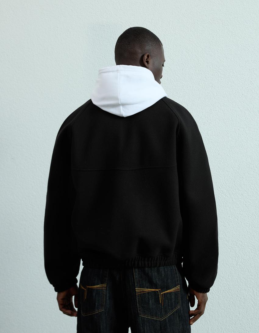 Synthetic wool trucker jacket-Black