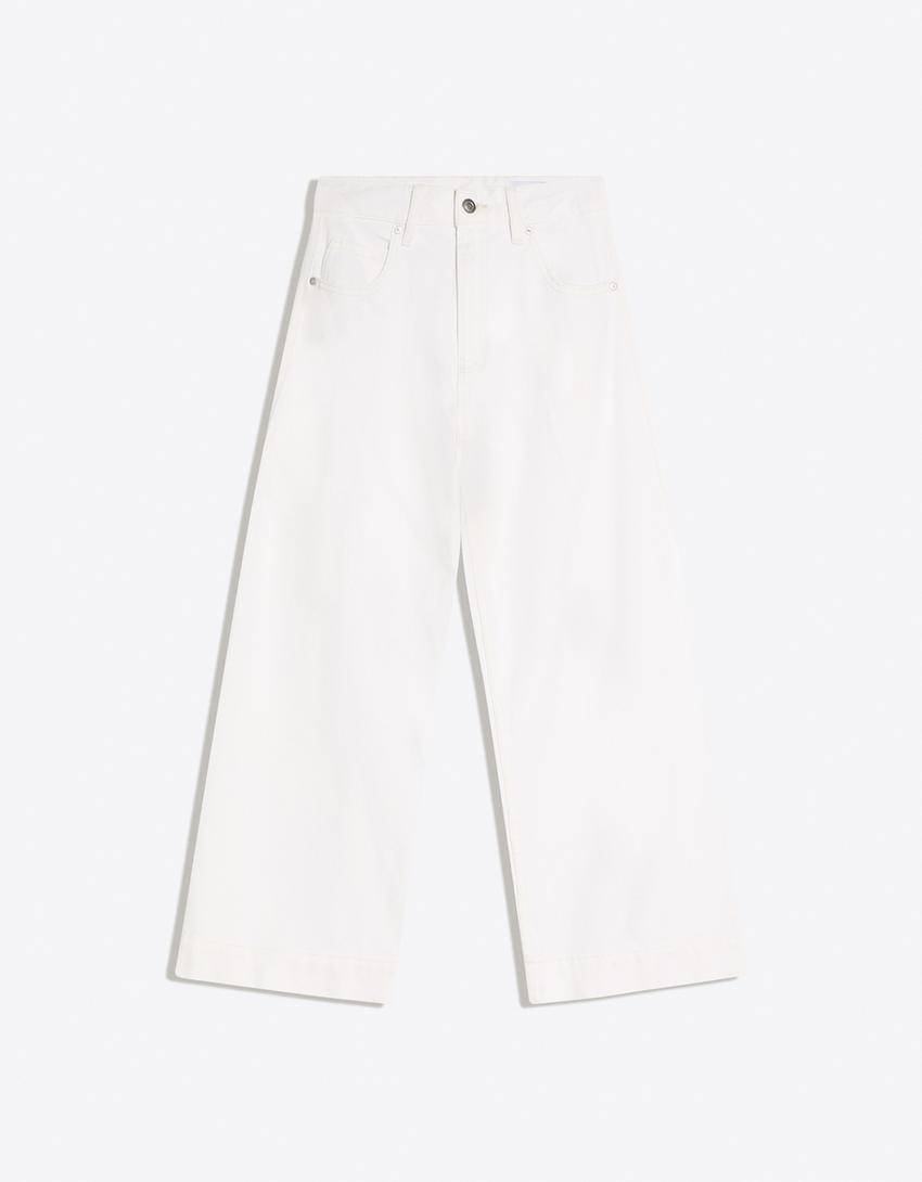 Jeans wide leg cropped-Crudo