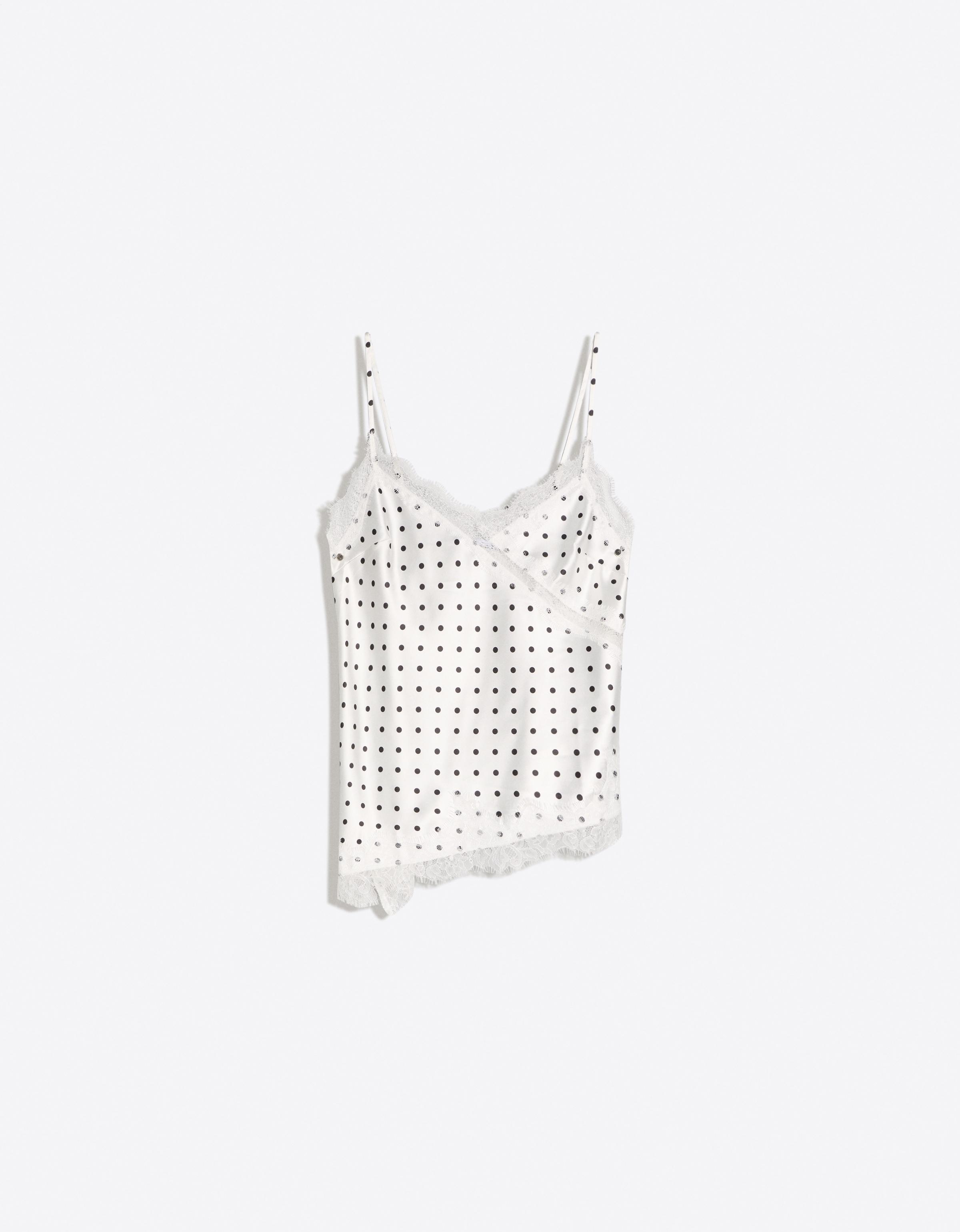 Bershka Top Tirantes Asimétrico Satinado Mujer L Blanco / Negro