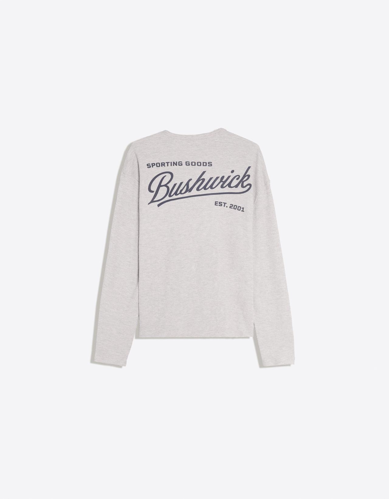 Printed long sleeve henley — Grey