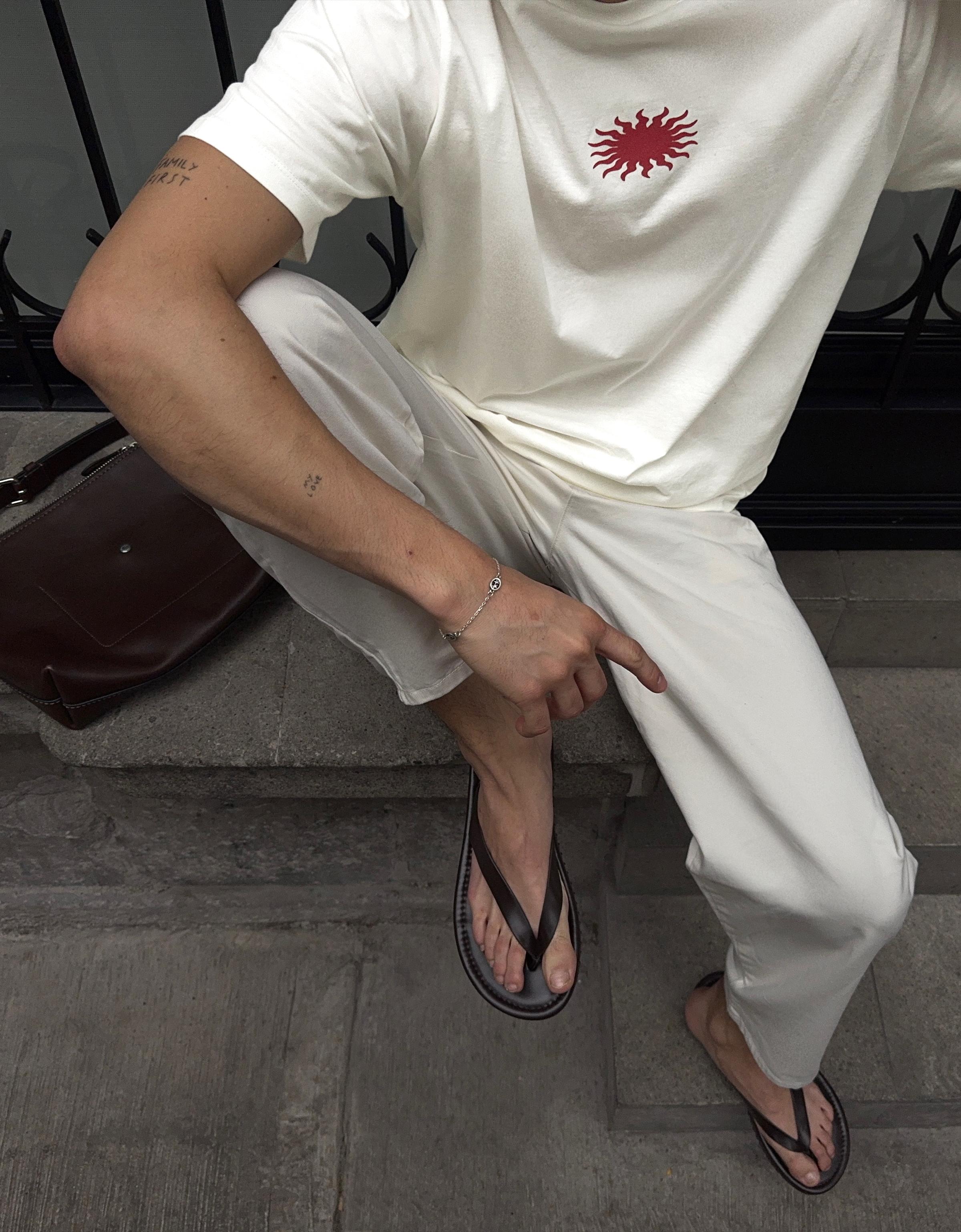 Boxy fit print T-shirt — Off white