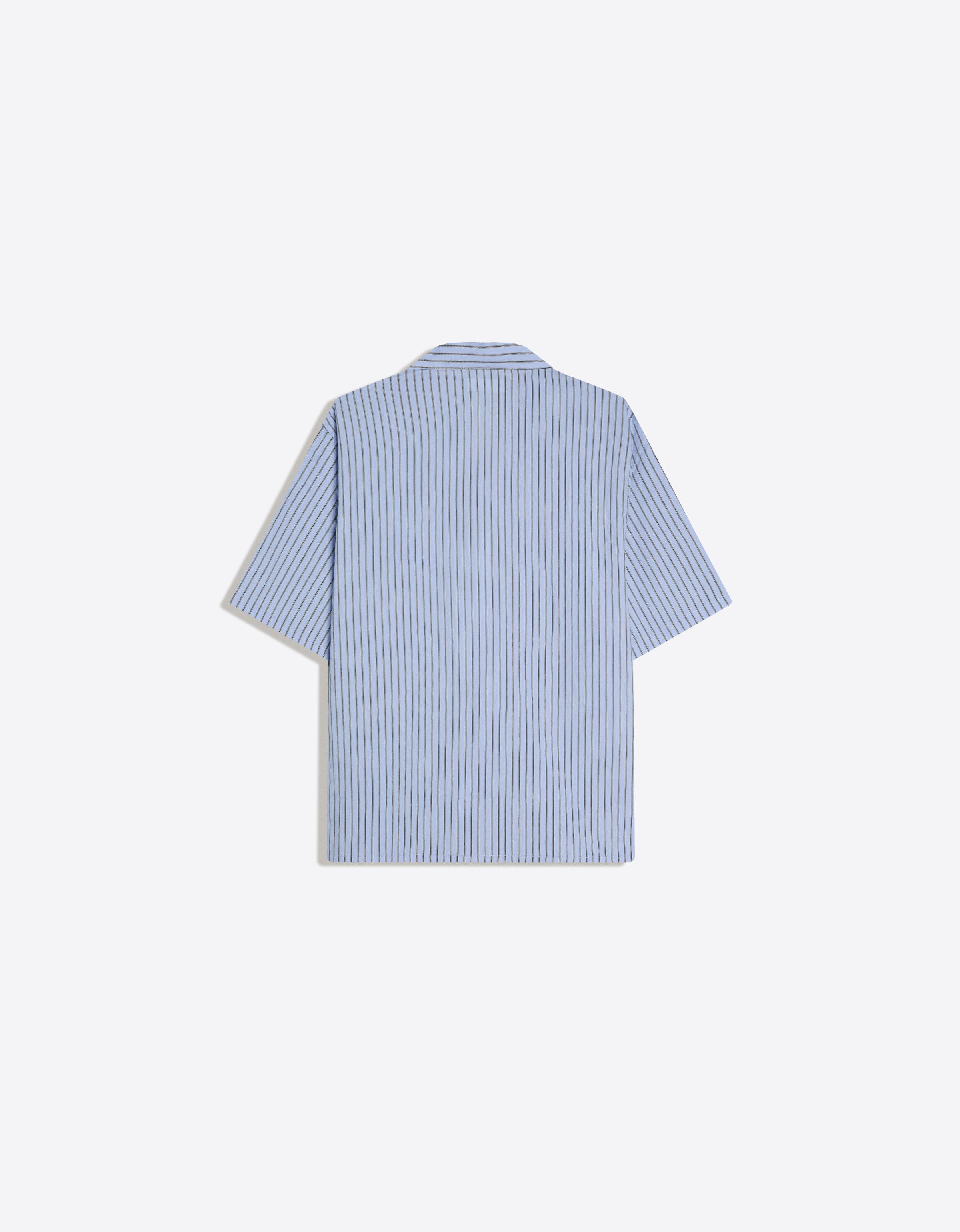 Short-sleeved striped shirt — Light blue