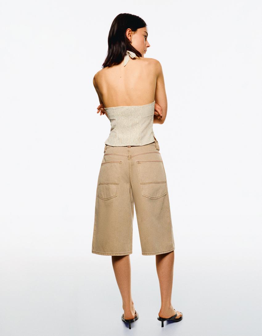 Bermuda jort denim-Kum rengi-2
