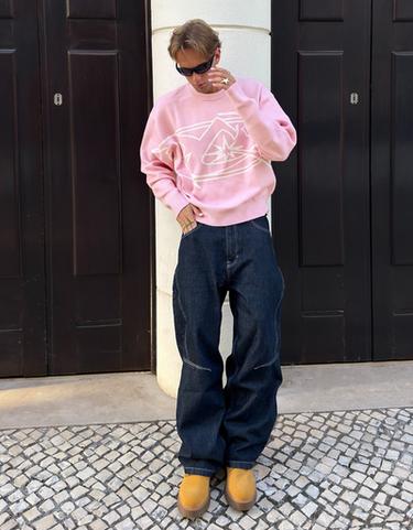 Printed round neck jumper — Pink 4