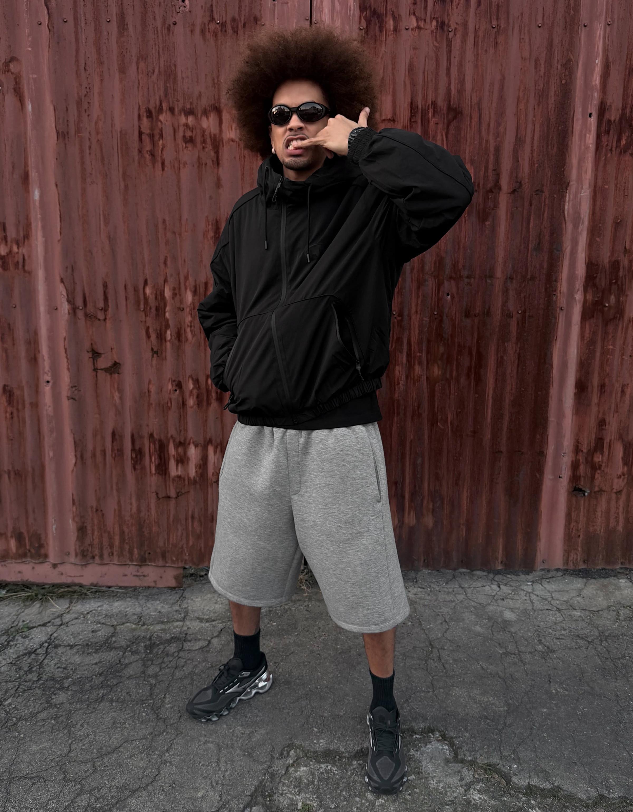 Technical hooded jacket — Black