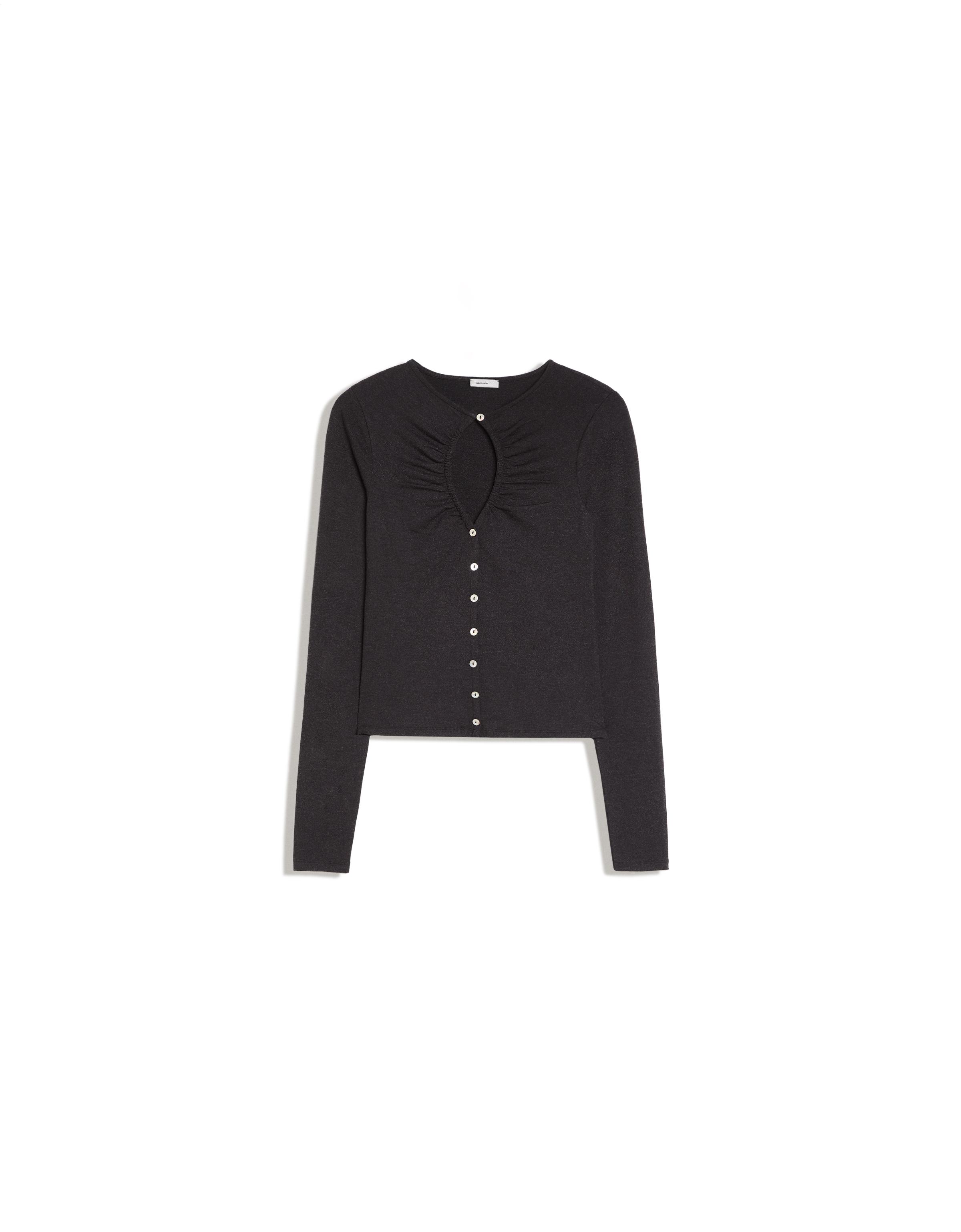 Jacket with neckline split — Grey