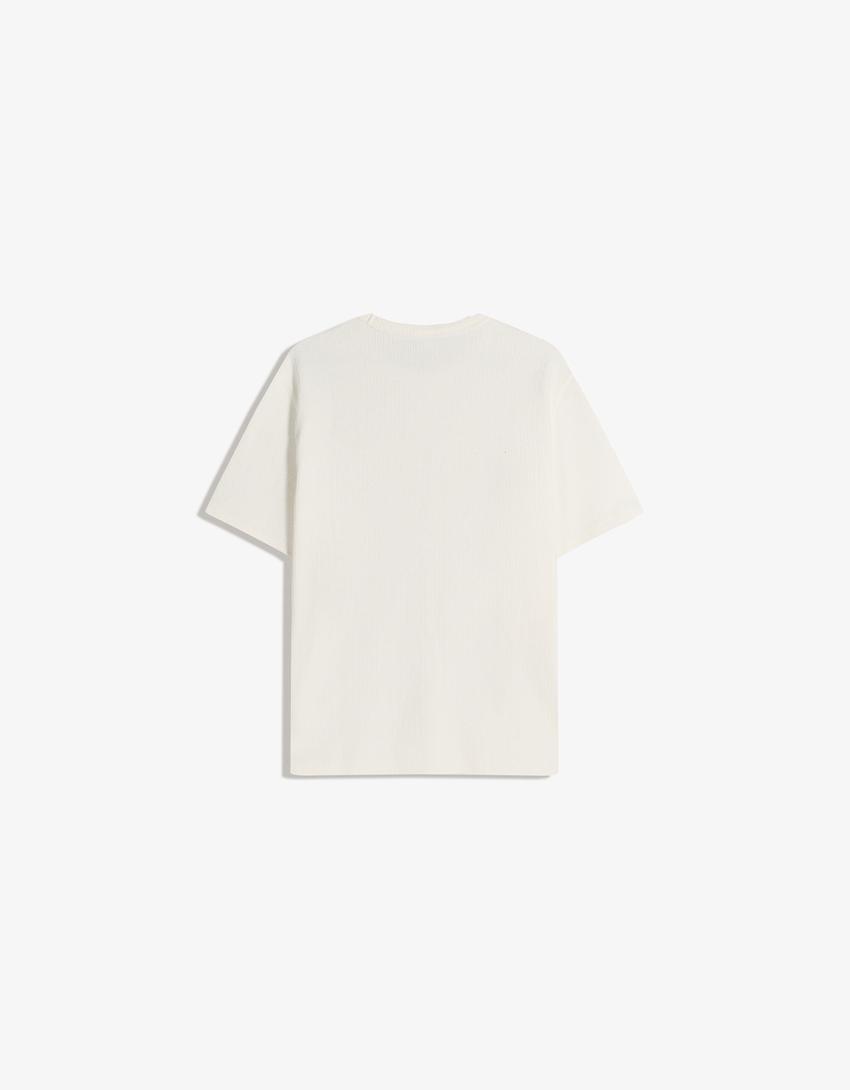 Textured short sleeve T-shirt-Off white