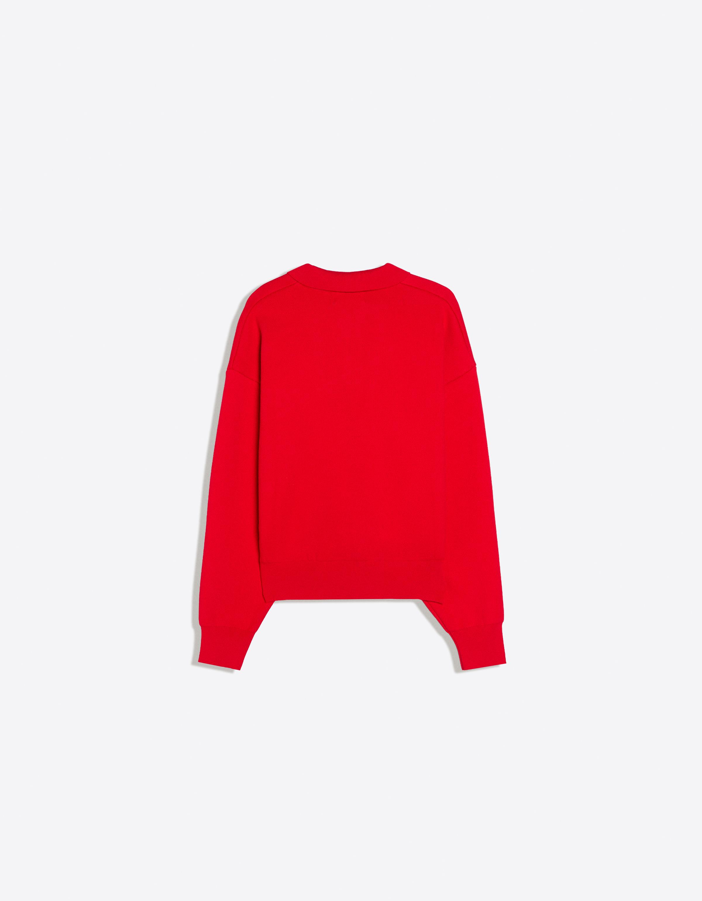 Oversize polo collar jumper — Red