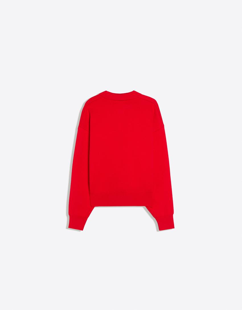 Jersey cuello polo oversize-Rojo