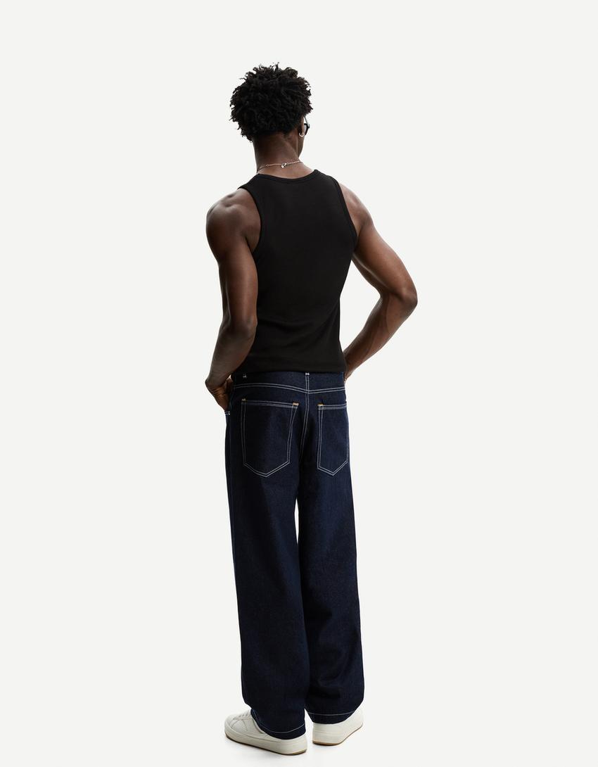 Super Baggy Jeans-Marinenblau-2