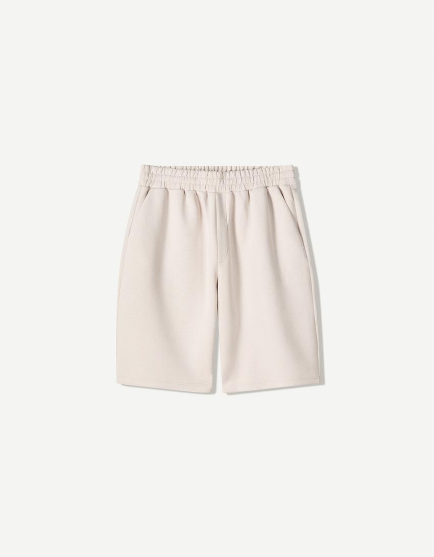 Bermuda oversize effet néoprène-Beige-3