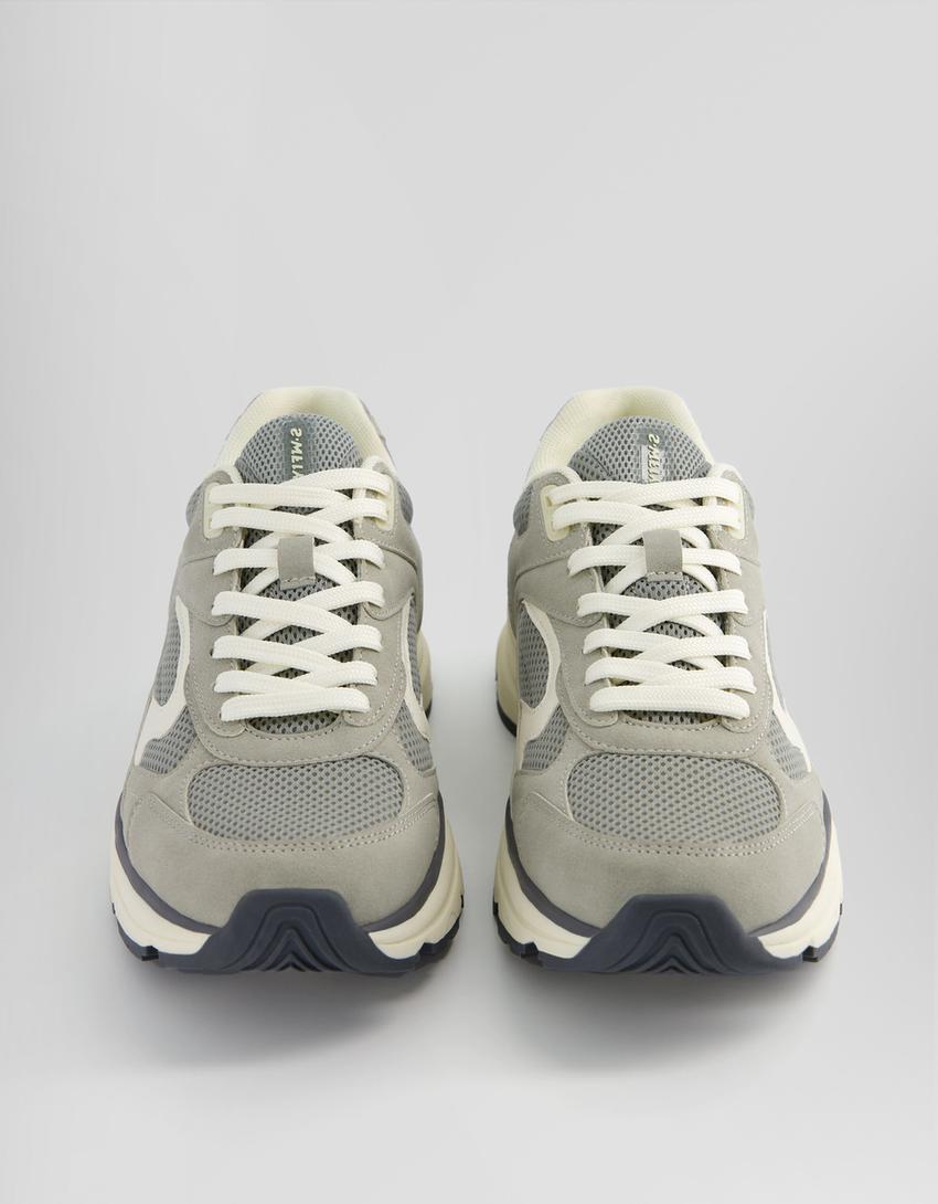 Zapatillas combinadas rejilla-Gris-4
