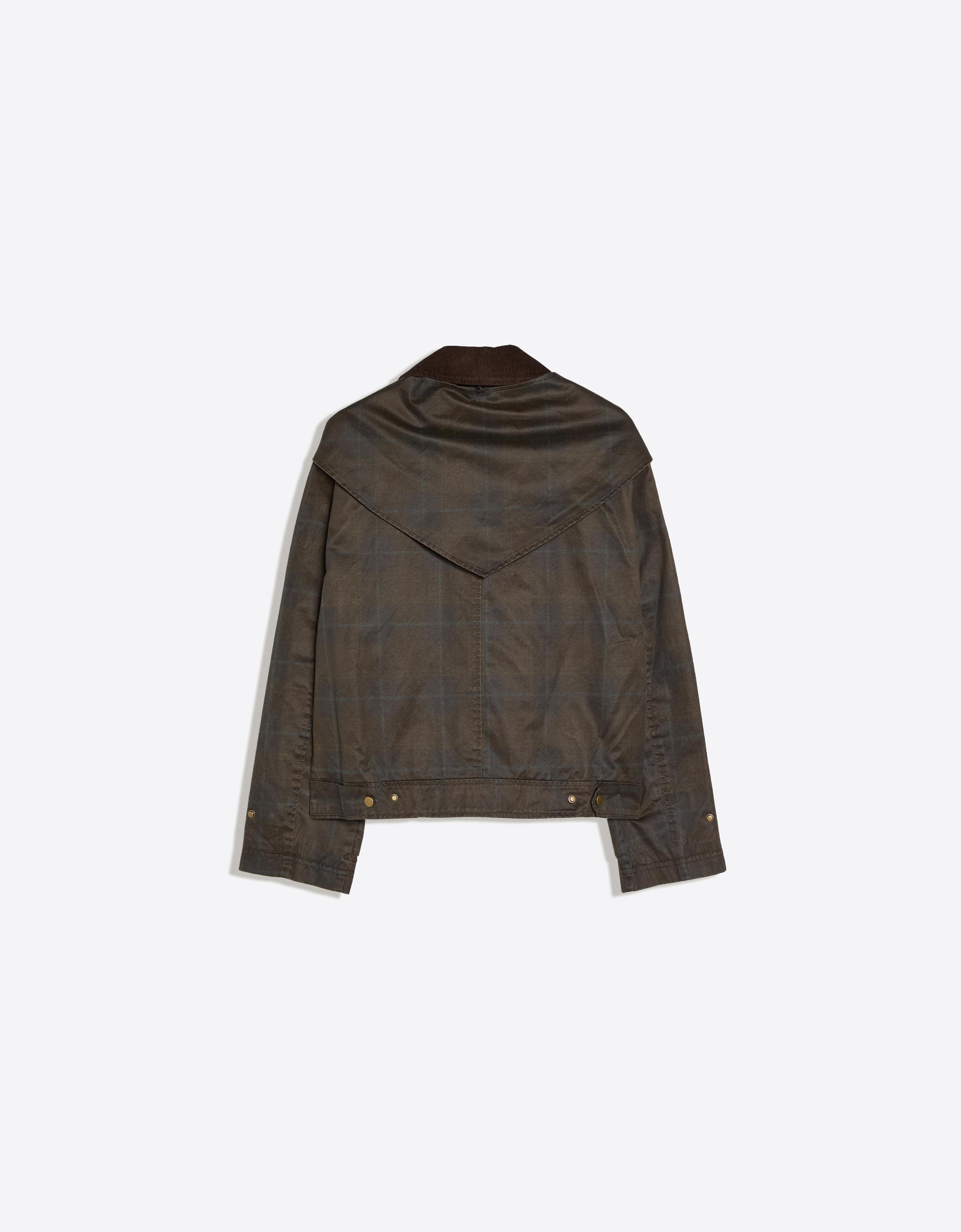 Waxed corduroy jacket with scarf — Green
