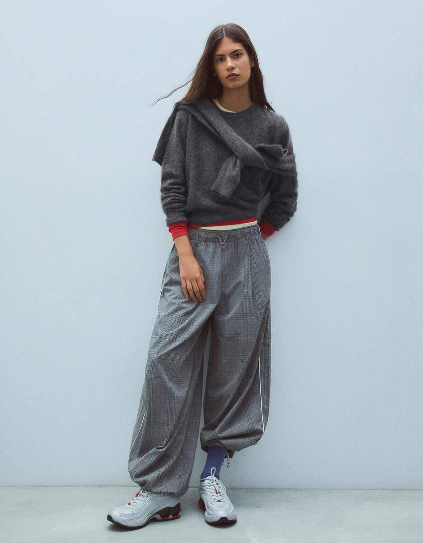100% wool crew neck sweater-Grey