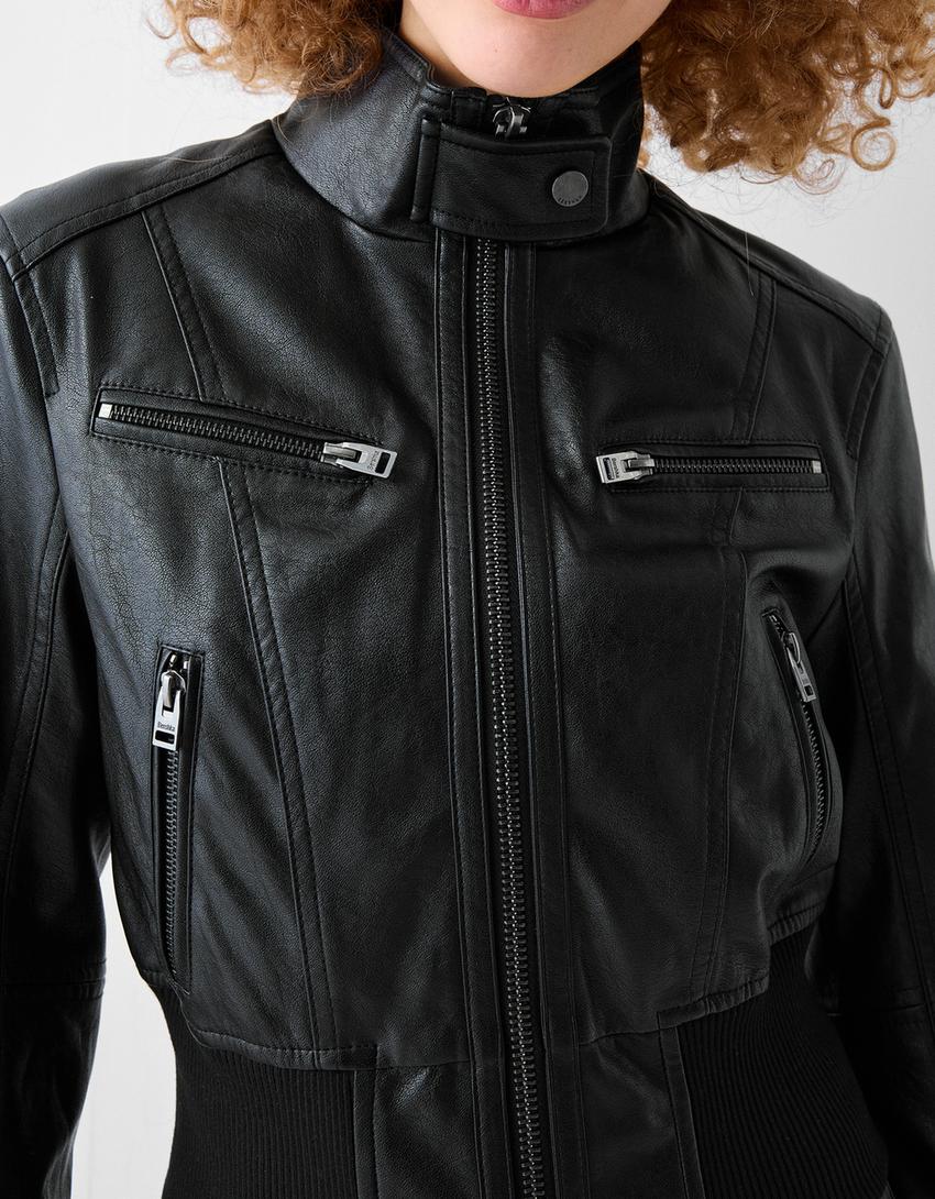 جاكيت من الجلد الاصطناعي-أسود-3