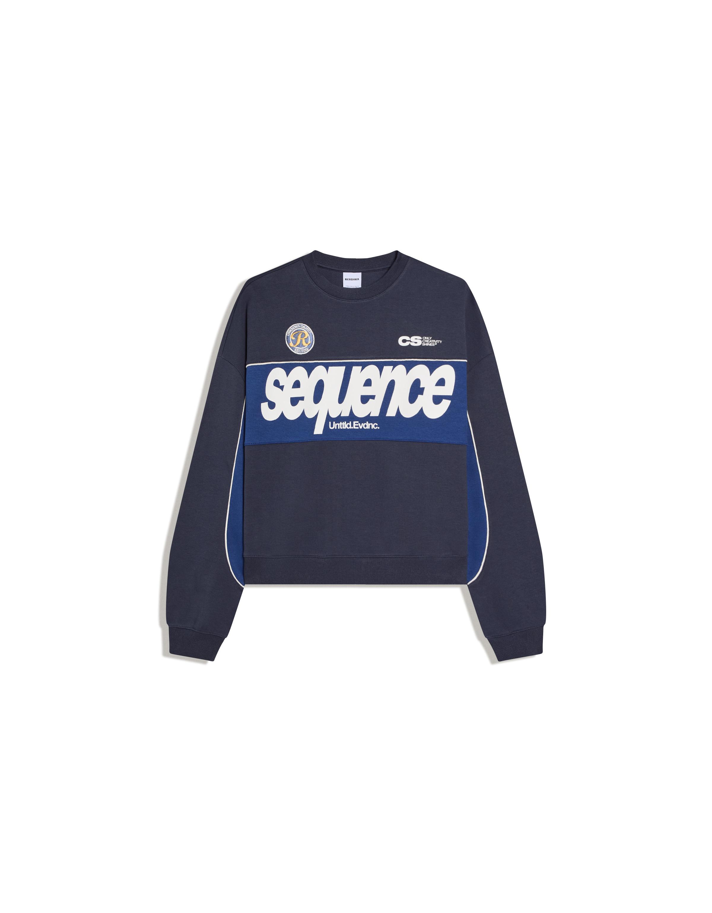 Baskılı bisiklet yaka sweatshirt - Görsel 3